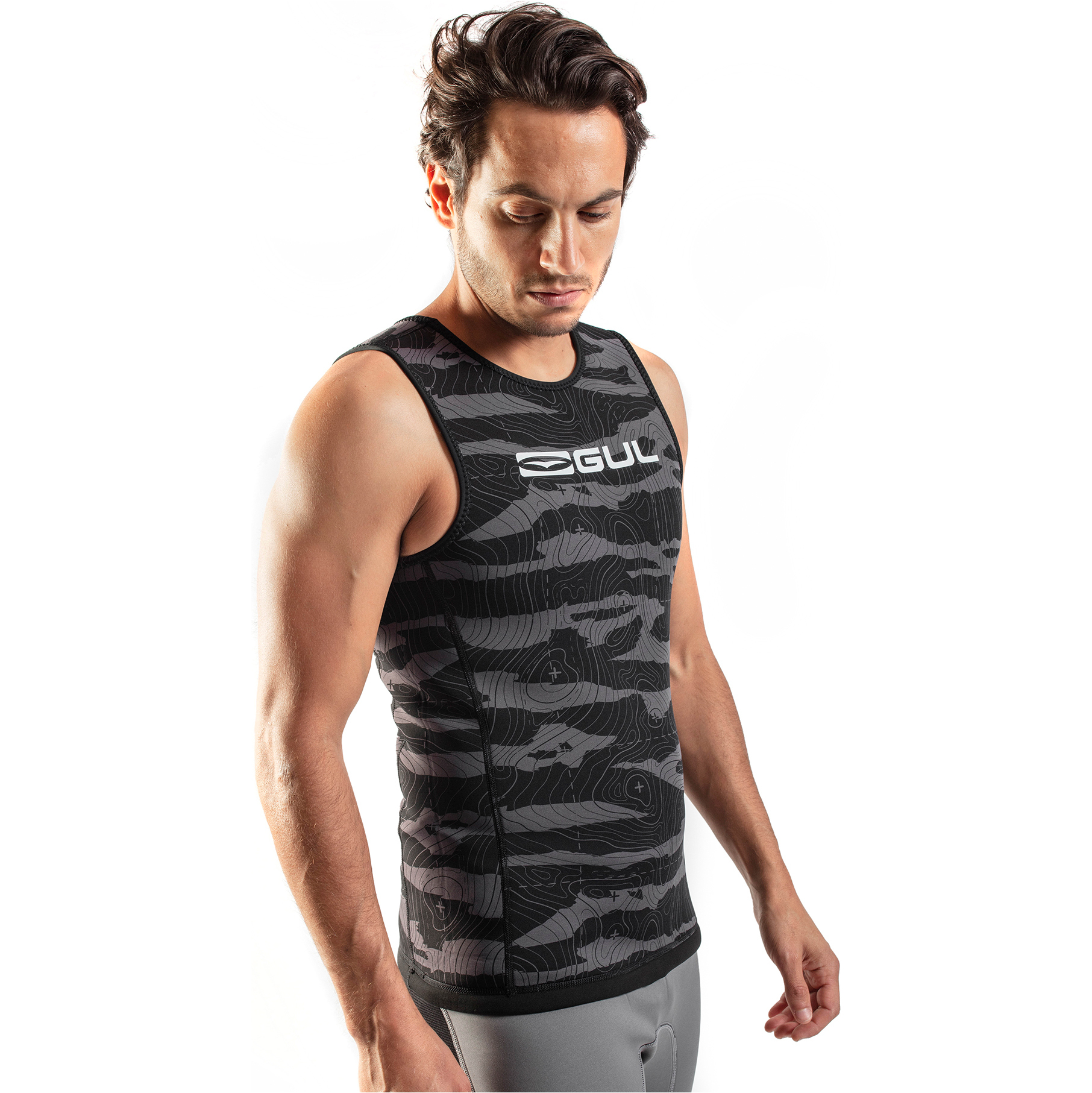 2025 Gul Mens Response 1.5mm Flatlock T2 Wetsuit Vest RE7302-C1 - Black / Contour Camo